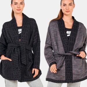 Nike Yoga Black Jacquard Reversible Therma-FIT Luxe Wrap Top